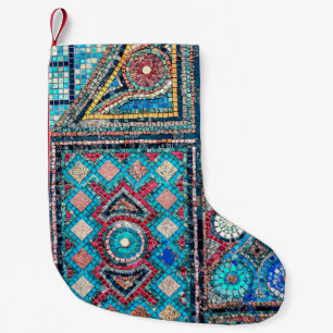 Petite Chaussette De Noël incroyablement belle et vive mosaïque antique sur