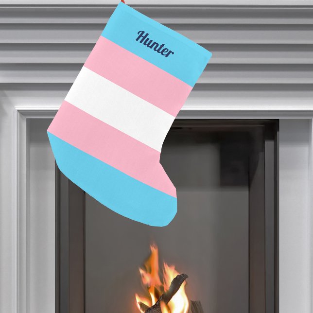 Petite Chaussette De Noël Indicateur de fierté transgenre personnalisé (Créateur téléchargé)