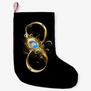 Petite Chaussette De Noël Infinité avec plume de paon doré