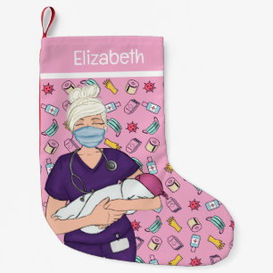 Petite Chaussette De Noël Infirmière de la main-d'oeuvre