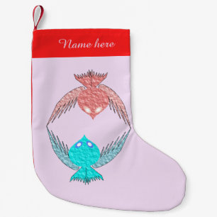 Petite Chaussette De Noël Inséparables mignons rose et bleu Personnalisé