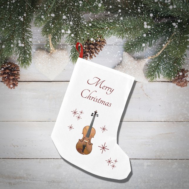 Petite Chaussette De Noël Instrument de musique Violon Snowflakes Noël (Créateur téléchargé)