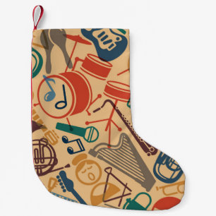 Petite Chaussette De Noël Instruments de musique Vintage Arrière - plan sans