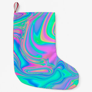Petite Chaussette De Noël Iridescente marbrée texture holographique en dyna