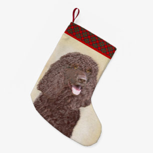 Petite Chaussette De Noël Irish Water Spaniel Peinture - Original Dog Art