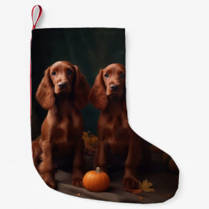 Petite Chaussette De Noël Irlandais Red Setter Chiot Automne Citrouille de p