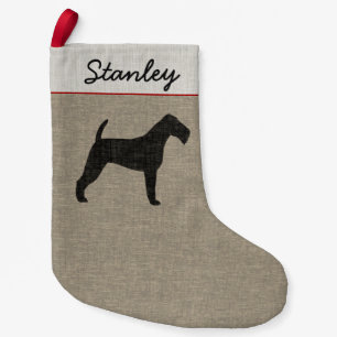 Petite Chaussette De Noël Irlandais Terrier Chien Silhouette personnalisée F