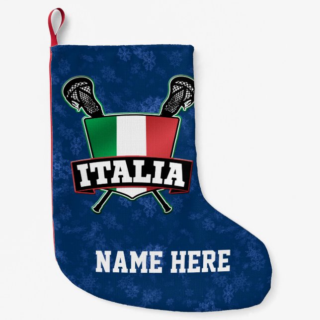 Petite Chaussette De Noël Italie Italia Lacrosse Drapeau de Noël Stocker (Devant)