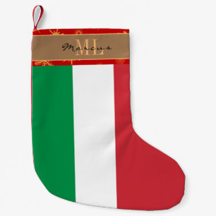 Petite Chaussette De Noël Italie stocke, drapeau italien, monogramme, flocon