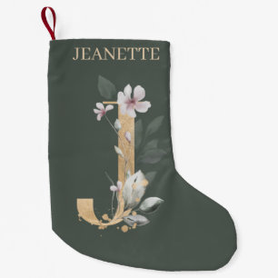 Petite Chaussette De Noël J Monogram Floral Personnalisé