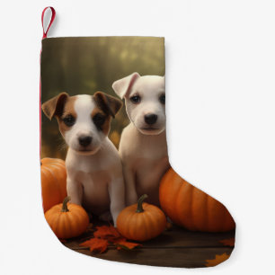 Petite Chaussette De Noël Jack Russell Puppy Automne Citrouille de plaisir