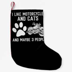 Petite Chaussette De Noël J'Aime Les Motocyclettes Et Les Chats Un Don D'Art