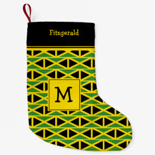 Petite Chaussette De Noël JAMAICA Drapeau Monogramme Texte personnalisé JAUN