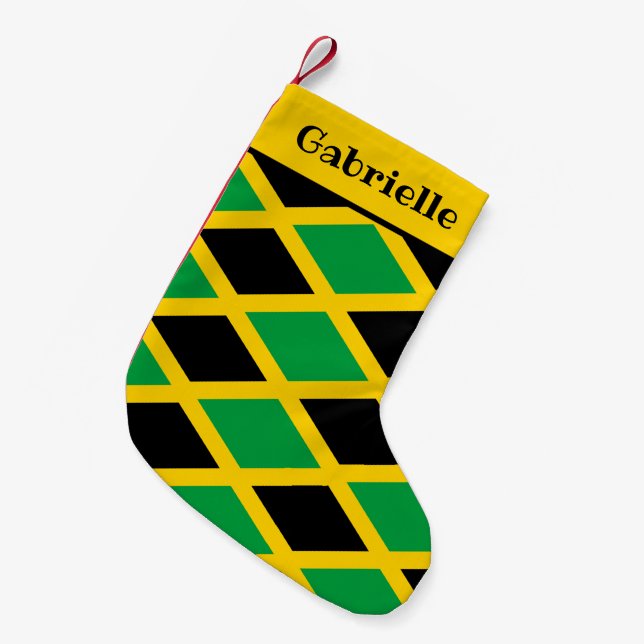 Petite Chaussette De Noël Jamaican Flag Patterned (Devant (Accrochage))