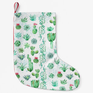 Petite Chaussette De Noël Jardin Succulent : Aquarelle Arrière - plan sans c