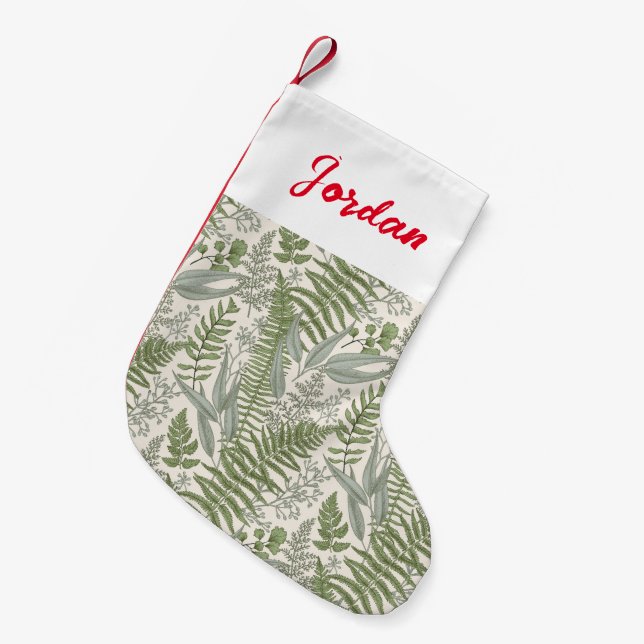 Petite Chaussette De Noël Jardin vert fleuri (Devant (Accrochage))
