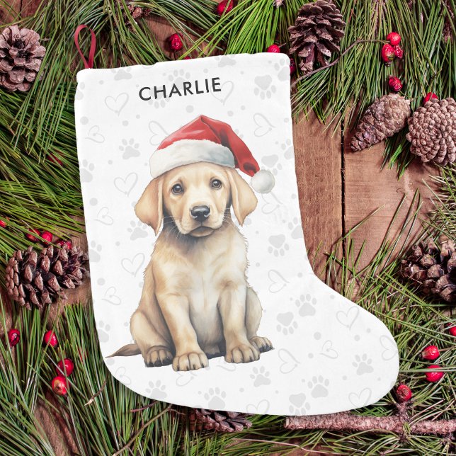 Petite Chaussette De Noël Jaune Labrador Personnalisé Amoureux des chiens No (Créateur téléchargé)