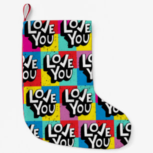 Petite Chaussette De Noël Je t'aime. Lettres à la main motif pour Valentine'