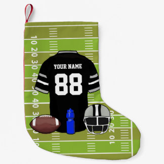 Petite Chaussette De Noël Jersey de football noir et gris sur le terrain