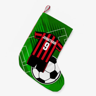 Petite Chaussette De Noël Jersey de soccer personnalisées en bandes rouge et