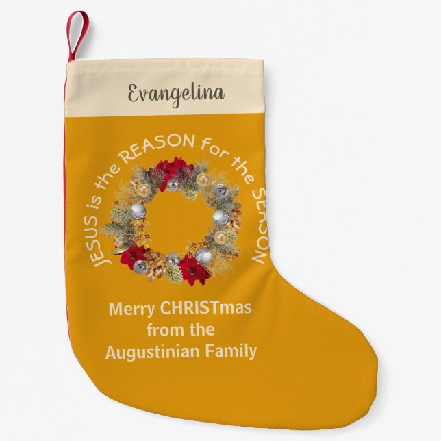 Petite Chaussette De Noël JÉSUS Jaune Moderne EST LA RAISON (Devant)