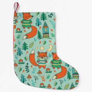 Petite Chaussette De Noël Jeunes Renards : Motif sans couture pour enfants.