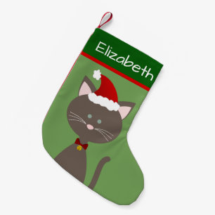 Petite Chaussette De Noël Jingle Bell Père Noël Grey Kitty