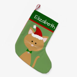 Petite Chaussette De Noël Jingle Bell Père Noël Orange Kitty