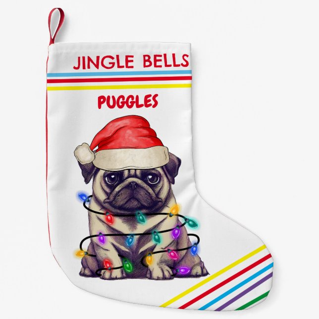 Petite Chaussette De Noël JINGLE BELLS CARLIN Noël Stocking avec nom. (Devant)