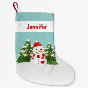 Petite Chaussette De Noël Joli Bonhomme de Neige de Dessin Animé avec Nom Pe