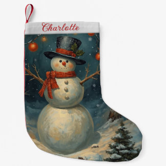 Petite Chaussette De Noël Joli bonhomme de neige de Noël vintage 