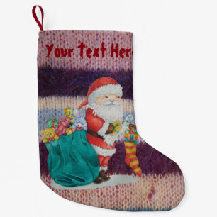 Petite Chaussette De Noël Joli cadeau d'emballage père Noël sur tricot vinta