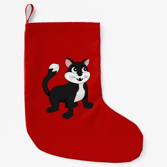 Petite Chaussette De Noël Joli chaton de dessin animé (Devant)