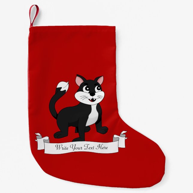 Petite Chaussette De Noël Joli chaton de dessin animé (Devant)