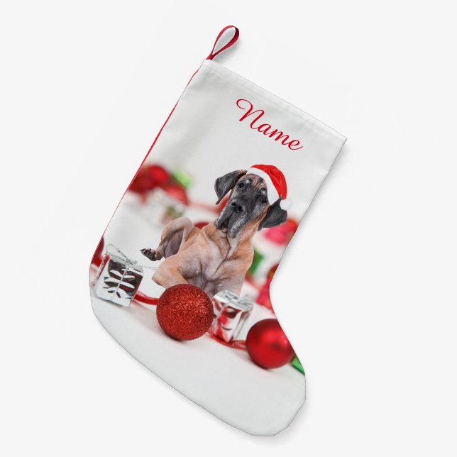 Petite Chaussette De Noël Joli chien Danse Noël Santa Hat (Devant (Accrochage))