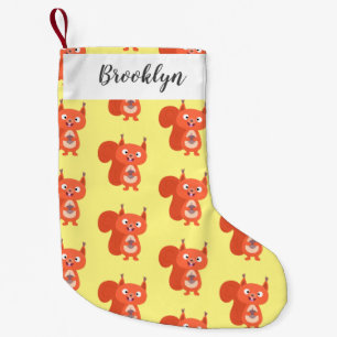 Petite Chaussette De Noël Joli dessin animé d'écureuil roux