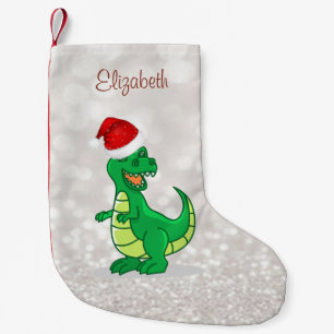 Petite Chaussette De Noël Joli dinosaure avec chapeau de Père Noël, Bokeh sc