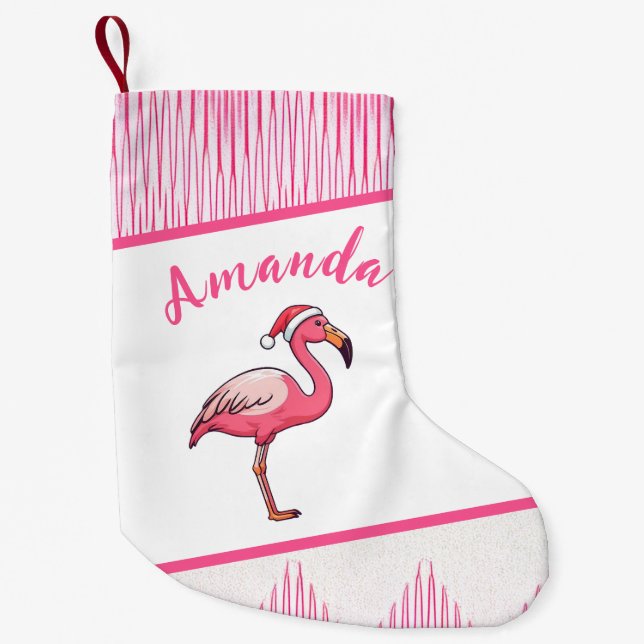 Petite Chaussette De Noël Joli Flamant rose rose et blanc Noël (Devant)