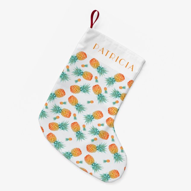 Petite Chaussette De Noël Joli Fruit Tropical Ananas (Devant (Accrochage))