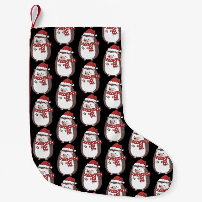 Petite Chaussette De Noël Joli hérisson de Noël de vacances (Devant)