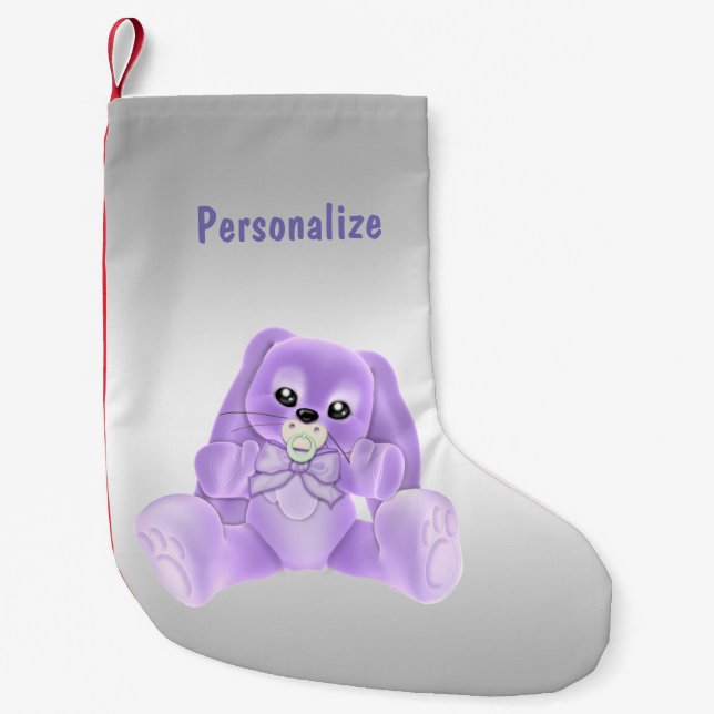 Petite Chaussette De Noël Joli lapin lilas (Devant)