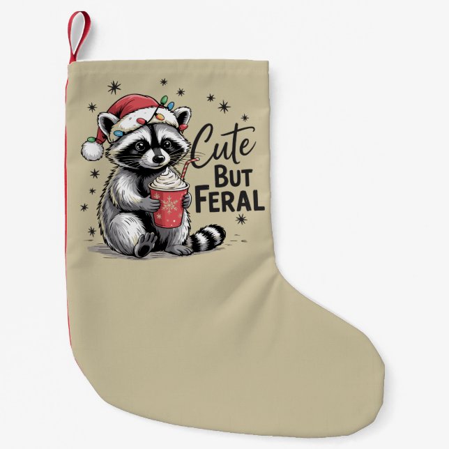 Petite Chaussette De Noël Joli Mais Feral Christmas Raccoon mignon Animal No (Devant)