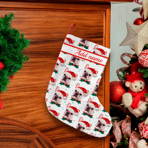 Petite Chaussette De Noël Joli motif de Noël de chien Bouledogue Français