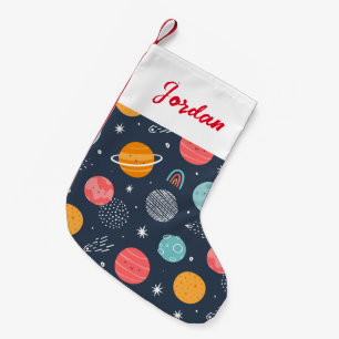 Petite Chaussette De Noël Joli Motif Planète Souriante