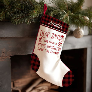 Petite Chaussette De Noël Joli motif rustique lettre drôle au Père Noël