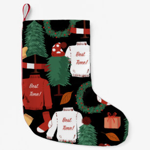 Petite Chaussette De Noël Joli motif sans couture dessiné à la main avec tr