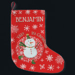 Petite Chaussette De Noël Joli Noël Snowman Snowflakes Personnalisé<br><div class="desc">Cette réserve de Noël personnalisée présente un design de bonhomme de neige et de flocons de neige mignon. Personnalisez-le avec un nom.</div>