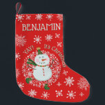 Petite Chaussette De Noël Joli Noël Snowman Snowflakes Personnalisé<br><div class="desc">Cette réserve de Noël personnalisée présente un design de bonhomme de neige et de flocons de neige mignon. Personnalisez-le avec un nom.</div>