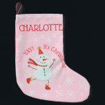 Petite Chaussette De Noël Joli Noël Snowman Snowflakes Personnalisé<br><div class="desc">Cette réserve de Noël personnalisée présente un design de bonhomme de neige et de flocons de neige mignon. Personnalisez-le avec un nom.</div>