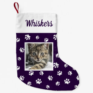 Petite Chaussette De Noël Joli nom de photo de chat personnalisé Pattes viol
